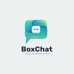 Fototapeta premium Vector Logo Illustration Box Chat Gradient Colorful Style.