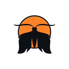 Butterfly logo with sun concept design vector 