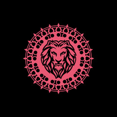 Mandala with lion concept design vector template