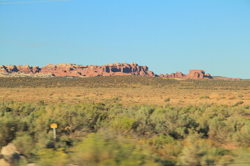 Fototapeta premium Utah - 09 03 2012: The street that cross the desert in Utah 