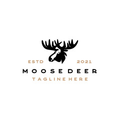 Moose Deer Head Silhouette Vector Logo Illustration Design