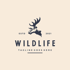 Moose Deer Head Silhouette Vector Logo Illustration Design