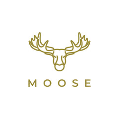 Moose Deer line art logo vector icon illustration design