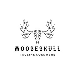 Moose Deer elk skull logo vector icon illustration design