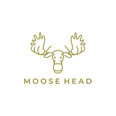 Moose Deer line art logo vector icon illustration design