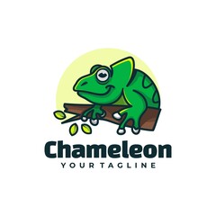 Vector Logo Illustration Chameleon Simple Mascot Style.