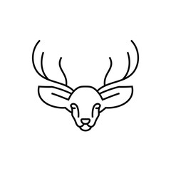 Deer antlers line art logo design vector