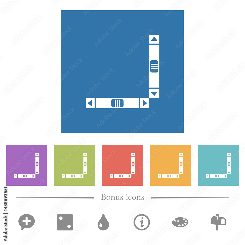 Poster vertical and horizontal scroll bars flat white icons in square backgrounds