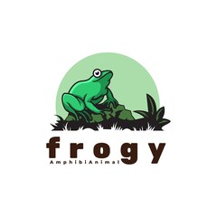 Vector Logo Illustration Frog Simple Mascot Style.
