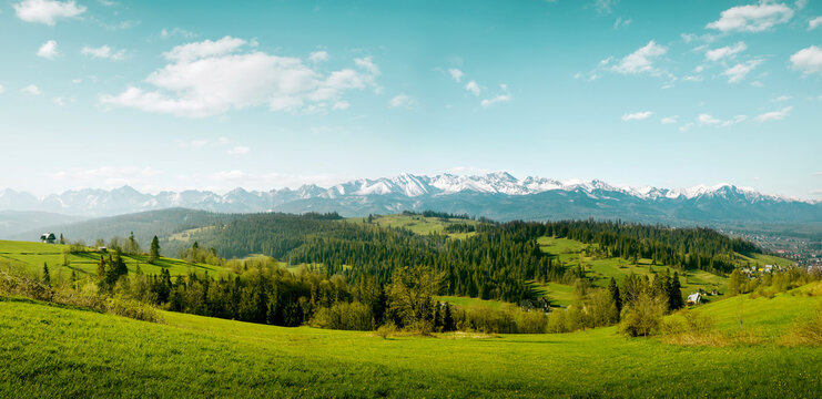 Panorama of snow-capped Tatry Mountains on Podhale in Poland © Mikolaj Niemczewski