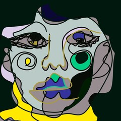 abstract face of a woman line illustration 