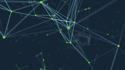 Abstract connected dots and lines. Communication and technology network concept with moving lines and dots