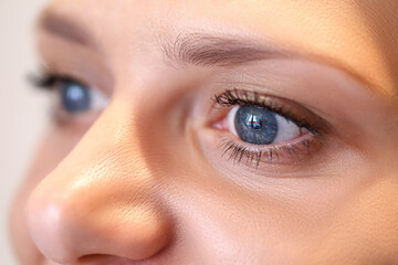 Fototapeta premium Close up of imperfect face of woman without makeup