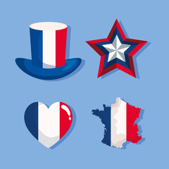 Happy bastille day icon set