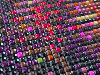Fototapeta premium Close-up, colorful square diamond embroidery bright. Hobbies and entertainment.