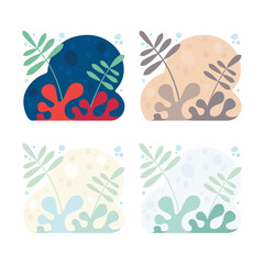 Nature modern background. Abstract scenery flat drawing illustrations set. 