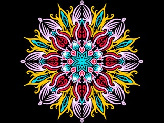 Mandala Logo design, Abstract Luxury Flower mandala ornament creative work. Hand drawing illustration. Digital art illustration