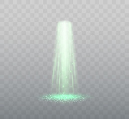 UFO light beam isolated on transparent background. Green Light. Vector illustration