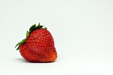 Strawberries in close-up shot on a white background
