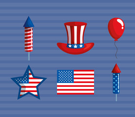 Obraz premium Independence day symbol set