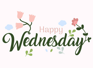 happy wednesday handwritten floral illustrations decorated design