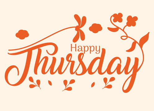 happy thursday handwritten floral illustrations decorated design