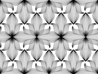 Abstract seamless pattern. Arabic line ornament with geometric shapes. fFloral orient tile pattern with black and white asian line ornament. Swirl geometric doodle texture
