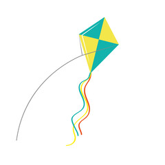 Blue and yellow kite flying