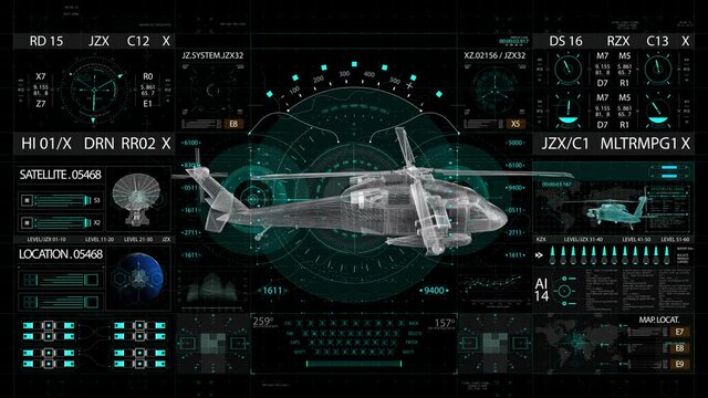 Military helicopter HUD interface Screen