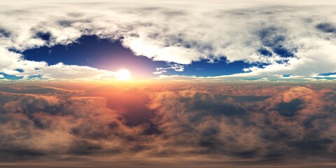 Panorama of clouds, HDRI, environment map , Round panorama, spherical panorama, equidistant projection, panorama 360, flying above the clouds,sky above the clouds, 3D rendering