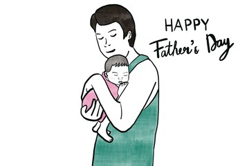 
Illustration card for Father’s Day,digital watercolor style.Hand drawing modern .A man and his baby.