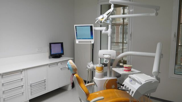 dentist's office with a monitor for viewing images