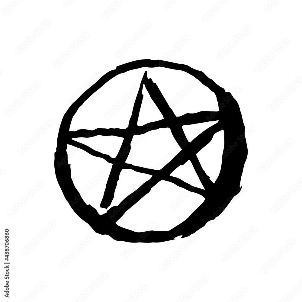 Wall mural ancient evil mystic magic symbol of pentagram hand drawn illustration