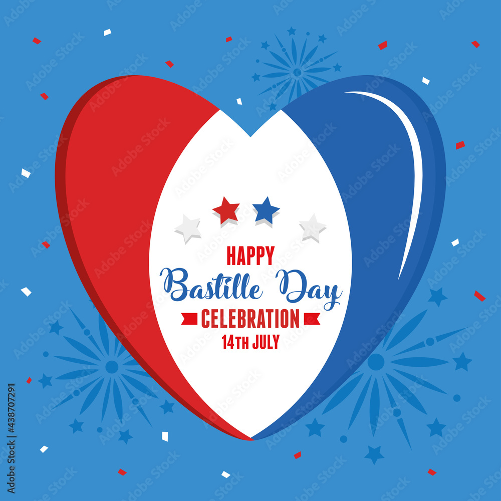 Poster happy bastille day heart