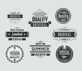 Premium quality labels icon group
