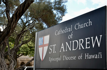 Cathedral Church of St. Andrew sign, Honolulu Hawaii