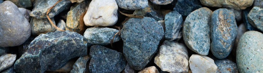 round stones on the ground in the garden