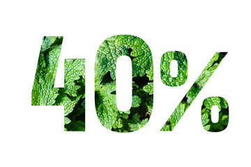 40 percent discount on promotion on white banner. Summer or spring sales.