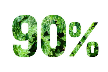 90 percent discount on promotion on white banner. Summer or spring sales.