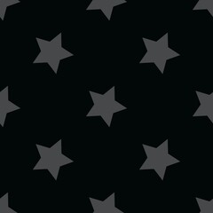 grey stars on a black background. vector seamless illustration. print on print or clothes