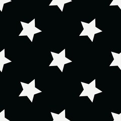 white stars on a black background. vector seamless illustration. print on print or clothes
