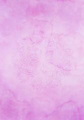 Vintage watercolor greeting card with Mandala. Great for invitation, flyer, menu, brochure, postcard, wallpaper, decoration, or any desired idea.