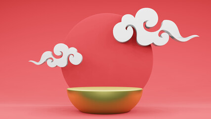Step Stage Podium  Stage backdrop Chinese style . 3d rendering