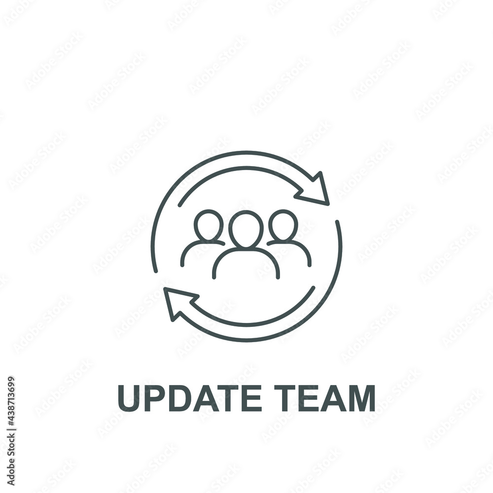 Poster team work partnership in collaboration strategy. refresh team interaction. people with arrow reload 