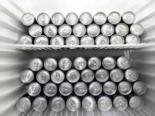 beer cans stacked in a refrigerator ready to host a party