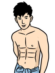 Fototapeta premium cute man cartoon on white background