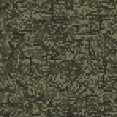 military print green pixel camouflage, army seamless pattern