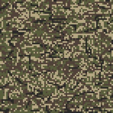 military print green pixel camouflage, army seamless pattern
