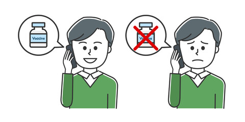 Man having an appointment for COVID-19 vaccination. Vector illustration isolated on white background.