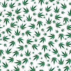 vector, seamless cannabis print on a white background, print for clothes or print